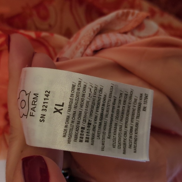 Farm Rio Jaipur Crossed Over Maxi Floral Red Maxi Dress Cruise Resort Wear XL - Picture 8 of 10